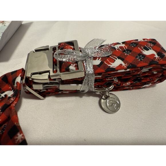 Adjustable Multicolor Dog Leash With Bow for Small-Med Dogs Red Plaid Reindeers - Picture 6 of 9